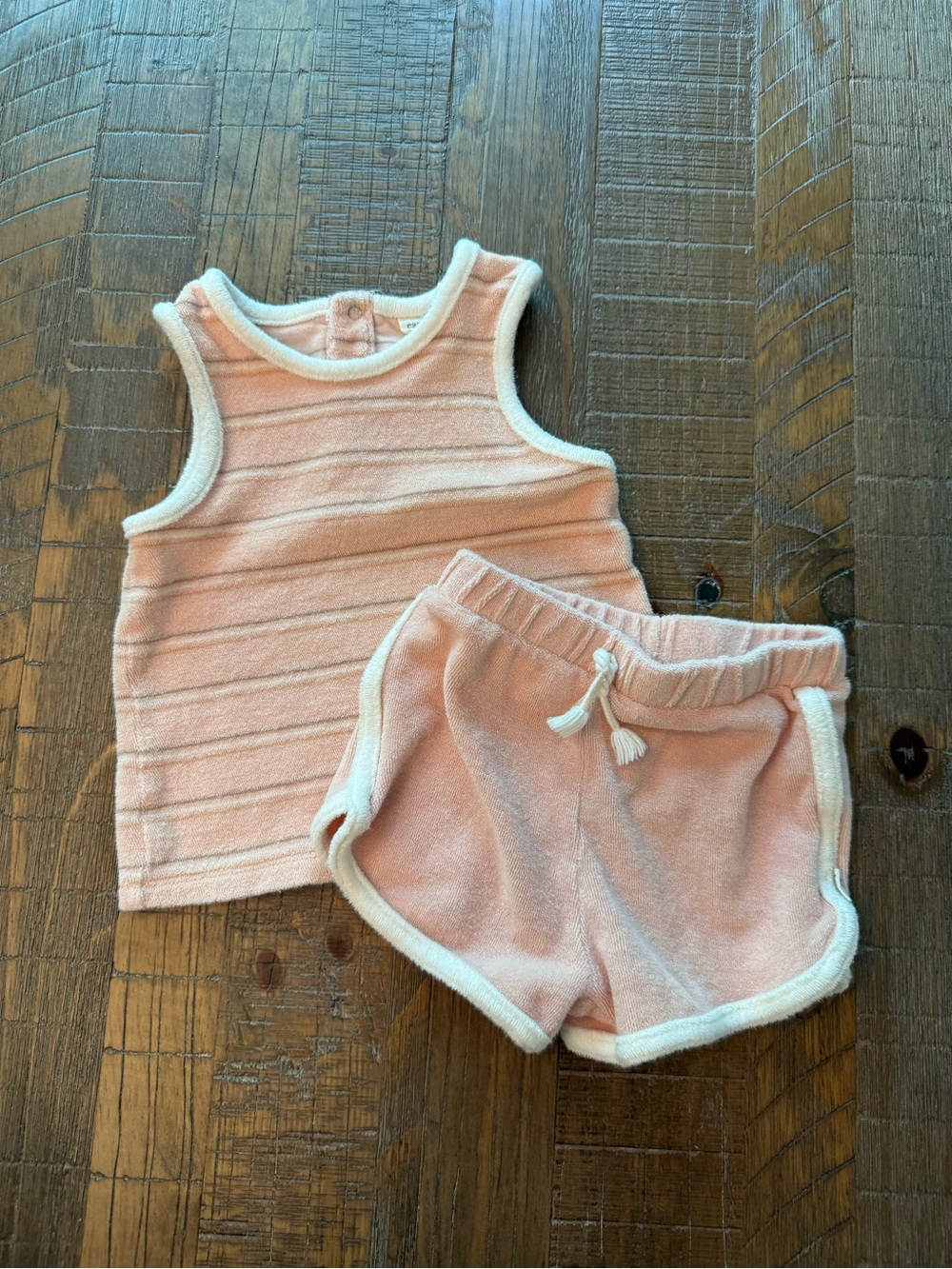 Easy Peasy Baby Girl 100% Organic Cotton Terry Shorts Tank Set 18M